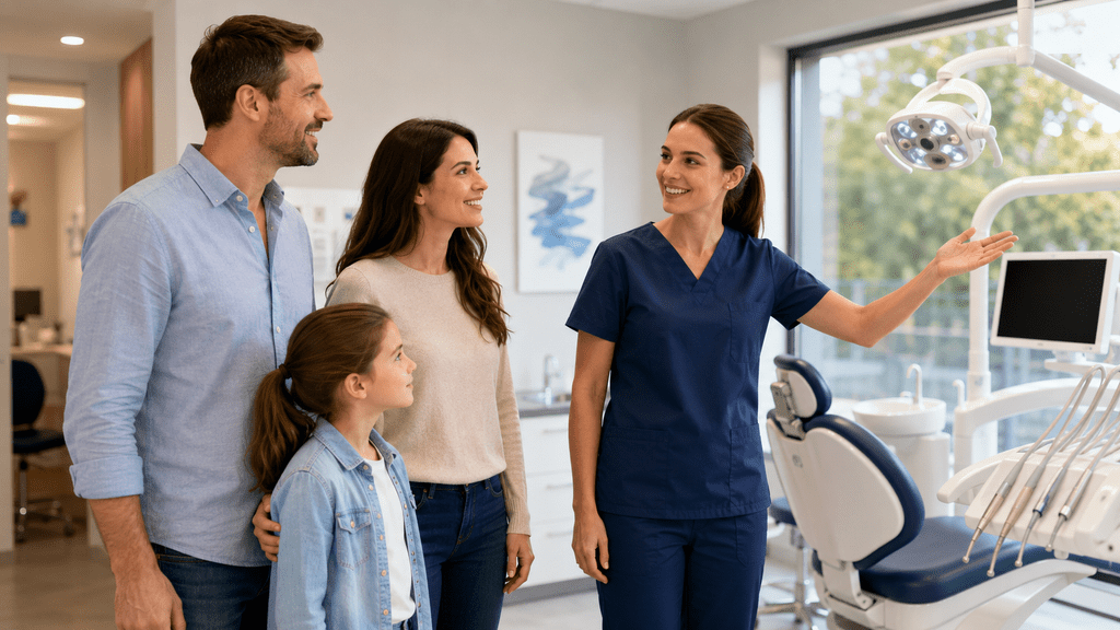 Family meeting with a dentist during a dental clinic visit